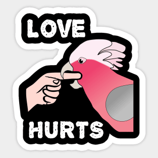 Love Hurts Rose-breasted Galah Cockatoo Parrot Biting Sticker